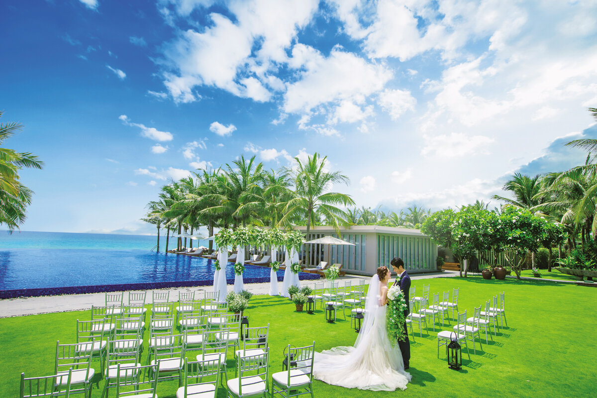 Wedding ceremony setup at Naman Retreat
